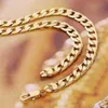 Hip hop mens real solid 14k gold Filled necklace cuban link chain 24-26 inch NEW256C