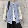 Men's Jackets Contrast Color Stitching Casual Jacket Chest Label Spring Sports Men's Clothing Baseball Uniform Classic Long Sleeve