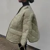 Manteau matelassé pour femme, Parkas chaud, vert, surdimensionné, décontracté, manches longues, poches, veste courte, rembourrée, ample, hiver, 2023