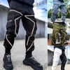 Pantaloni da uomo Casual Patchwork Cargo Autunno Nero A vita alta a righe Multi tasca Jogging Sport Fitness Hip Hop Jogger Pantaloni