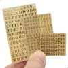 Candle Holders 6 Sheets Small 0.12 Inch Alphabet Number Stickers Glitter Alloy Self Adhesive Letters Gold/Silver (3mm)