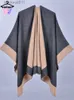 Cape Femme Nouveau chez les femmes Capes mode Imitation cachemire Style Simple solide deux couleurs traversant à l'intérieur et à l'extérieur écharpe femmes châles de luxe L230920