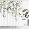 Douchegordijnen Groen Eucalyptus Douchegordijn Waterdicht Polyester Bedrukt Badkamer Partitie Decoratief Gordijn Met Plastic Haak 230919