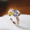 Bandringar Temperament Luxury Simulation Wedding Opening Copper Silver Plated Female Korean Zircon Single Diamond Ring X0920