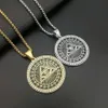 Pendant Necklaces Male Zircon Hip Hop Stainless Steel Masonic Symbol & Pendants For Women Men Gold Color -mason Fashion Jewelr271J