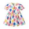 Meisjesjurken Peuter Baby Meisjes Jurk met knopen Zomerstrand Kleurrijke ballonprint Korte mouw Ruffle A Line Swing Casual voor kinderen