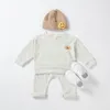 Комплекты одежды для новорожденных, одежда для маленьких мальчиков, 100 шт., органический вафельный хлопок, толстовка с радужной вышивкой для девочек, леггинсы, брюки, наряды 230919