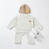 Ensembles de vêtements né bébé bébé garçon vêtements 100 coton gaufré biologique filles brodées arc-en-ciel sweat-shirts pantalons tenues 230919