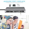 Stations d'accueil pour hub USB Type C 10 en 1 Type-C vers HDTV Adaptateur VGA 4K RJ45 8 en 1 Lan Ethernet SD TF USB-C 3.0 Typec Jack 3,5 mm Audio Vidéo pour MacBook Pro OTG