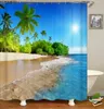 Shower Curtains 3D Sunny Beach Printed Fabric Shower Curtains Waterproof Ocean Sea Scenery Bath Curtain for Bathroom Decoration with 12 Hooks 230920