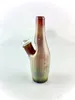 handmade sake bottle double amber violet colored , with a downstem and a 14mm clear bowl