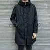 Men's Trench Coats Men's Hooded Trench Coat Mid-length Windbreaker Jacket Waterproof Spring Autumn Casual Overcoat Men Fashion Clothing J230920