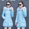 Women's Down Parkas Fdfklak Korean Fashion Slim Thin Down Cotton Jacket All-Match Mid-Length Cotton Women Top Big Fur Collar Female Coat Winter 230919