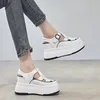 Sandaler 7cm ihålig äkta läder andas sommar 2023 Kvinnor Casual Shoes Platform Wedge Chunky Sneakers Flats Leisure