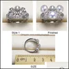 Impostazioni dei gioielli Anello di perle 925 Anelli del nastro Fai da te per le donne Ragazza Dichiarazione di dimensioni regolabili Consegna di goccia di moda Dhgarden Otbqs