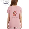 Women's Sleep Lounge Room Wear Gelato Pique 2023 Spring New Women's Pajamas Strawberry T-shirt Pajama Pants Home Wear Modal Spandex L230920