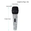 Microfoni Microfono palmare dinamico in metallo con strass lampeggiante decorato per cantare con cavo XLR da 9,85 piedi HKD01STAR