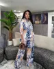 Kvinnors tvåbitar byxor 2 Set Africa Clothes 2023 African Dashiki Fashion Suit Top and Trousers Casual Party Plus Size For Lady