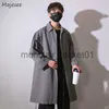 Męskie okopy płaszcze Trench Men Long Rleeve Autumn Lose Solid 4-kolorowe modne streetwear All-Match Vintage Black Studenci wierzchołki wiosenne płaszcze J230920