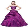 새로운 우아한 스톡 보라색 로얄 블루 볼 가운 Quinceanera Dresses 2017 Beaded Crystals Sweet 16 드레스 데뷔 g334w