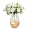 Bouquet de pivoines en soie Rose 30cm, fleur artificielle, 5 grandes têtes, 4 petits bourgeons, décoration de maison de mariage pour mariée, artificielle GC2315