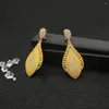 Boucles d'oreilles pendantes tendance pour femmes, couleur or, en forme de feuille, goutte, vente en gros, bijoux cadeaux