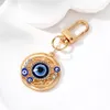 S3784 Modeschmuck Harz Evil Eye Anhänger Schlüsselanhänger aushöhlen geometrisches rundes Herz Strass blaue Augen Schlüsselanhänger