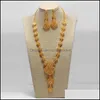 Sieraden Instellingen Dubai India Goud Kleur Sets Voor Vrouwen Afrikaanse Bloem Ketting Oorbellen Feest Bruids Accessoires 201215 Drop Dhgarden Otgmy