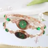 Orologi da polso Orologio da donna Marchio di lusso leggero Verde giada Bracciale con diamanti Moda impermeabile Quarzo di alta qualità V16