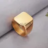Band Rings Fashion Jewelry 3 colors Black Gold Silver Stainless Steel Smooth titanium ring square shape Size Mens Ring x0920