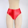 Men's Sleepwear Glossy Briefs Pants With Buttocks Sexy Silky Solid Bikini Middle-waist Tights Underpants And High Fork Oily Mens