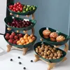 Bar Tools 1-3 Tiers Plastic Fruit Plate Wood Holder Oval Serving Bowl Party Bar Food Server Display Stand Candy Dish hyllor Hemlagring 230920