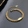 Kedjor Chanfar Fashion Hip-Hop Golden Curb Cuban Link Chain rostfritt stålhalsband för män och kvinnor armband smycken290g