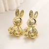 Luxury Brand Letter Cute Bunny Design Stud Gold Plated Earrings Jewelry Women Earring Wedding Party Gift