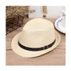 Sombreros de ala tacaña Moda Verano Fedora Sombrero de paja Jazz con cinturón de cuero Playa Panamá Gorra Sólida Mujeres Gorras Protección UV Sun230V