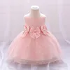 Robes d'été en Tulle bouffantes pour petites filles, tenue de princesse avec nœud, pour anniversaire, fête de mariage, tenue de soirée