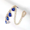 Charmarmband Blue Water Drop Crystals Link Chain Finger Armband Ansluten ring Bangle For Women Jewelry