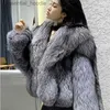 Kvinnors päls faux päls 2022 Autumn and Winter New Imitation Fox Fur Coat Women's Short Fashion Ladies Young Silver Fox Pur Coat L230920