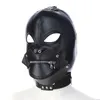 Kostümzubehör Sexy schwarzes Pu-Leder Männer Gesichtsmaske Fetisch Cosplay Party Maske Homosexuell Erwachsene Spiel Vollkopfmasken Offizier Rolle Performance Maske