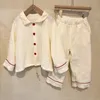 Clothing Sets 6926 Childrens Set Autumn Kids Pajamas Suit Cotton Gauze Girls Home Clothes Long Sleeve TopPant Boys 230919