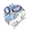 Anelli di fidanzamento per donna di lusso, gioielleria raffinata in argento sterling S925, anello con topazio blu londinese per donna in oro bianco 18 carati