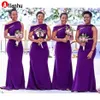 NEUE Lila Lange Brautjungfer Kleider 2022 Afrikanische Schwarze Mädchen Frauen Satin Meerjungfrau Hochzeit Party Kleid Prom Formale Tragen Trauzeugin von Hono210r