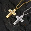 Bijoux en or / argent CNC Zircon Double croix carrée chaîne Rolo collier en acier inoxydable pour hommes élégants pour dames garçons cadeaux 3mm 24 pouces