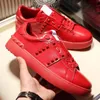 Luxus-Designer-Freizeitschuhe Goldniete Leder Garavani Rockstud Untitled Open Low Schwarz Weiß Rot Blau Grüner Erdbeere Ananas Herren Damen Laufsneaker