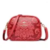 Wallets 2023 Embossed Chinese Style Ladies Bag Shoulder Diagonal Small Round