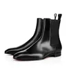 Loubutinly Christians Red Bottom Box Boots Designer Men Fashion Patent Leather Black Beige Platform 스니커 무릎에 평평한 마틴 부츠 남성 사무실 부트