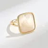 Cluster Ringe Geometrische Quadratische Muschel Silber Offen Für Frauen Damen Vergoldung Ring Trendy Anillos Party Geschenke Edlen Schmuck Zubehör