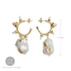 Dangle Earrings JBJD Baroque Pearl 2 Colors Gold Foil Design Fashion For Women Drop Earring