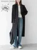 Mezclas de lana para mujer Versión coreana Gabardina gris Gabardina estilo traje extendido para mujer en otoño e invierno 2022 Nuevo abrigo vintage británico L230920