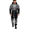 Heren Trainingspakken Herfst mannen sets mode dubbele rits Fleece mannelijke jumpsuit cool Hiphop afdrukken trainingspak jogging Pak met capuchon 230920